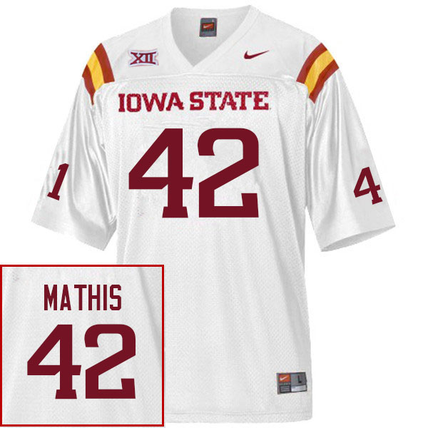 Men #42 Trey Mathis Iowa State Cyclones College Football Jerseys Sale-White